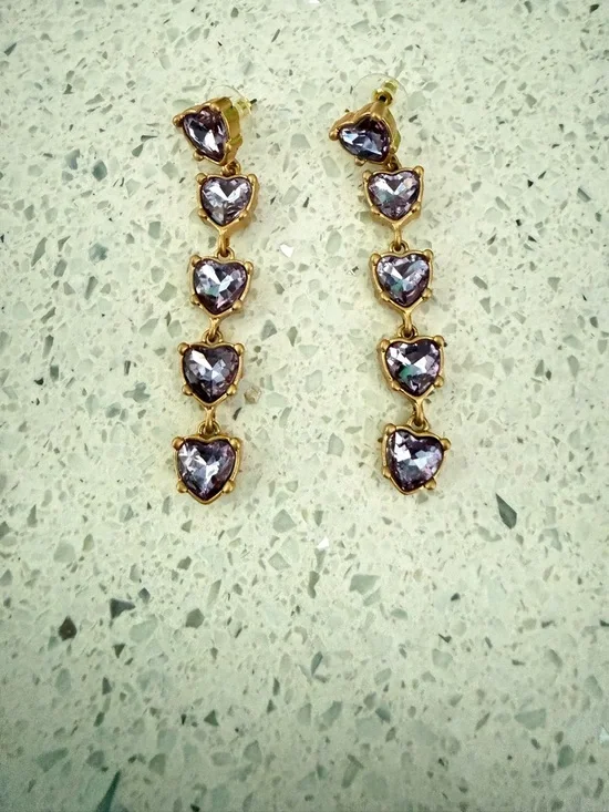 Oscar de la Renta heart shaped crystal earrings - Picture 7 of 7